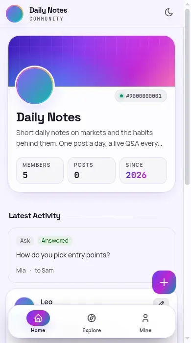 A circle home page on a phone